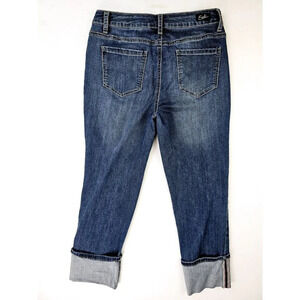 Earl Jeans Size 8 Women 26 " Inseam Blue Straight Cuff Denim 5 Pocket Logo Tag